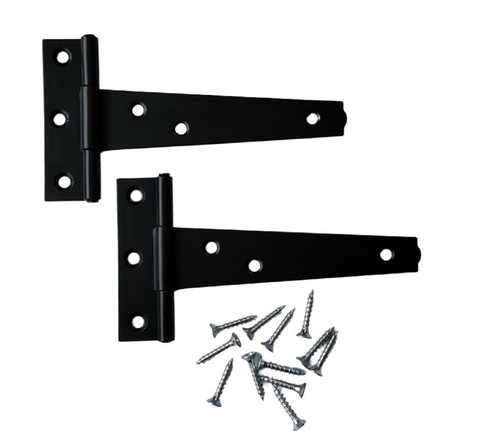 Black steel tee hinges 100mm - black,